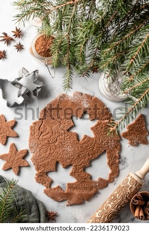 Similar – Image, Stock Photo Process of making christmas wreath