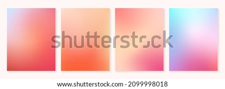 Set of grainy vector gradient backgrounds with soft transitions. For covers, wallpapers, brands, social media and more. You can use a grainy texture for each of the backgrounds. Foto d'archivio © 
