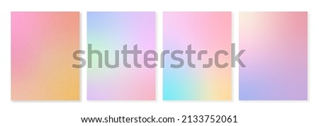 Set of textured gradient backgrounds in pastel colors. For covers, wallpapers, branding, social media and many other projects. You can use a grainy texture for each background. Foto d'archivio © 