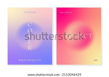 Cover template set with gradient blurry shapes. For brochures, catalogues, booklets, magazines, branding, social media and other projects. Vector, printable, just add your title and description.