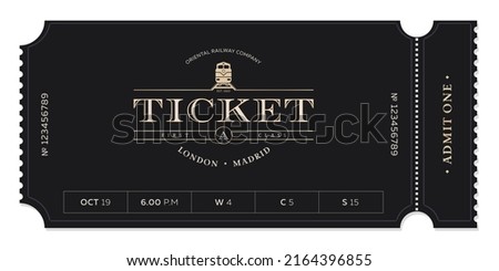 Train vintage ticket template on dark background. For excursion routes, retro parties and clubs and other projects. Just add your own text. Vector. can be used for printing.