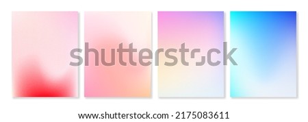 Set of vector gradient backgrounds with grainy texture. For covers, wallpapers, branding, business cards, social media and other projects. You can use the grainy texture for any of the backgrounds. Foto stock © 