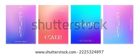 Set of 4 cover templates with bright gradient backgrounds in modern style. For brochures, booklets, branding, social media and other projects. Just add your title and description.