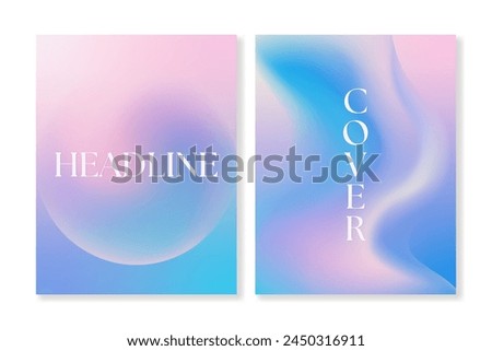 Set of 2 cover templates with abstract gradient backgrounds of soft pastel colors. For brochures, booklets, banners, posters, business cards, social media and other projects. Just add your text.