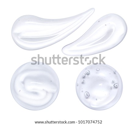 Set of transparent face gel is isolated on white. A sample of cosmetics. Smear gel for face Stock foto © 