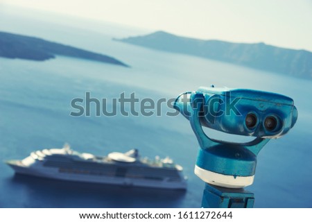 Similar – Image, Stock Photo Binoculars on Santorini with view of cruise ships