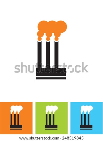 Pipes and smoke. Symbol of factory, technology, industry. Simple shape. Vector image, design element of logotype. 