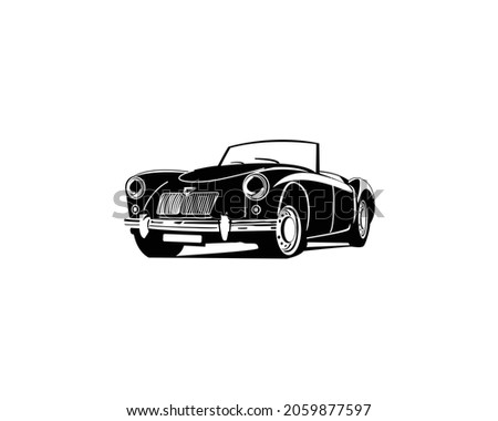 vector graphic illustration of black vintage car classic on white background