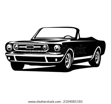 black classic muscle car vector graphic illustration on white background.