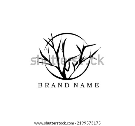 Logo design template, silhouette of fir tree and half moon landscape icon