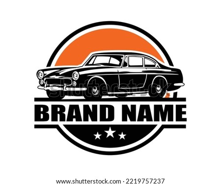 Italian luxury muscle car logo isolated on orange background best side view for badge, emblem, icon, available in eps 10.