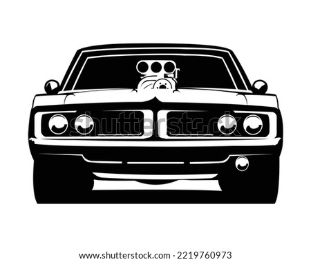 Dodge supercharger muscle car isolated on white background best front view for logo, badge, emblem, icon, available in 10 eps.
