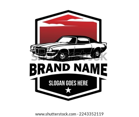 1970 old chevy camaro silhouette. isolated white background view from side. Best for badge, emblem, logo, icon, sticker design, car industry. available in eps 10.