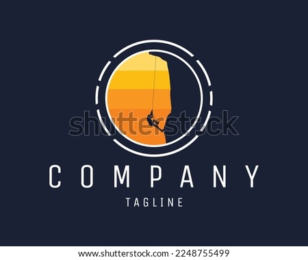 mountaineer using silhouette rope. come with an amazing sunset view. Best for industrial badges, emblems, icons, stickers, koas and adventure lovers. illustration vector available eps 10.