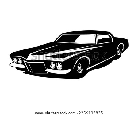 1971 buick riviera gran sport silhouette. elegant side view. premium car vector. Best for badge, emblem, icon, sticker design.