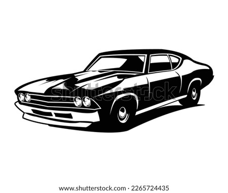 Pontiac gto car logo vector design silhouette. legendary muscle car. isolated white background view from side. Best for badge, emblem, icon, sticker design, auto industry. available in eps 10.