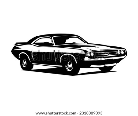 old dodge challenger car 1968 isolated side view white background. best for logos, badges, emblems, icons, available in eps 10.