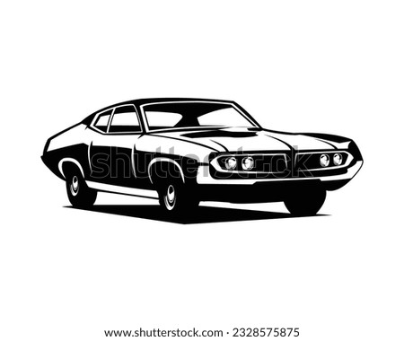 ford cobra torino car silhouette. appear from the side with an elegant style. premium vector design. isolated white background. Best for logo, badge, emblem, icon, sticker design. car industry.