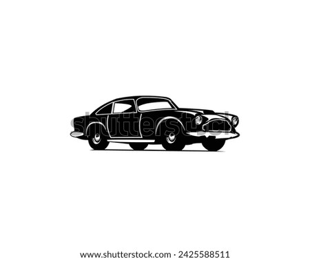 1964 Aston Martin dbs logo silhouette. isolated on white background side view. Best for badge, emblem, icon and sticker design.