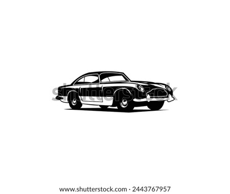 aston 1964 silhouette. isolated white background view from side. Best for logos, badges, emblems, icons, sticker designs, car industry. available in eps 10.