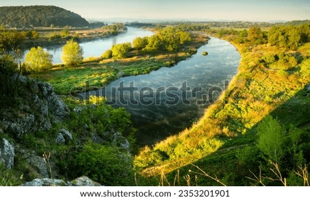 Sunrise over the river near Crakow. Morning with view on the river Wisła. Zdjęcia stock © 
