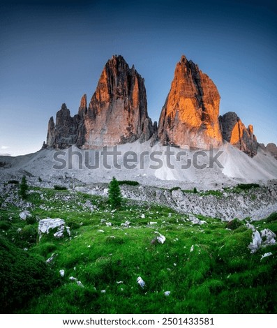 Similar – Image, Stock Photo Rifugio Lavaredo and di Cadini mountains in background, Sesto Dolomites, Trentino, Alto-Adige, South Tyrol, Italy