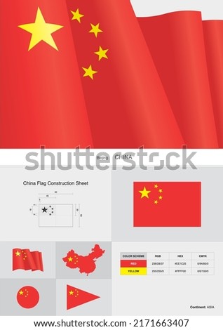 china flag construction sheet vector