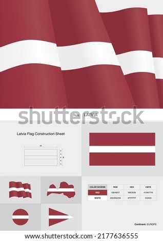 latvia flag construction sheet vector