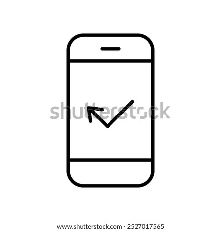 Missed call on smartphone icon on transparent background