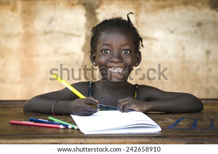 Education Symbol: Big Toothy Smile on African School Girl