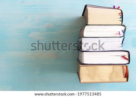 Similar – Image, Stock Photo Old books Stack Many