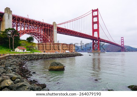 Golden Gate bridge and Fort Point in San Francisco, California.