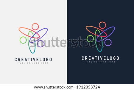 Abstract Colorful People logo Based Circle and Oval Shape. Vector Logo Illustration.
