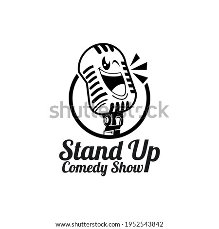 Stand Up Comedy Logo Design with Funny Microphone Character Design.