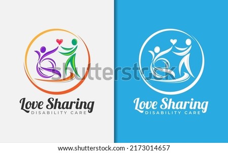 Love Sharing, Disability Care Logo Design. Modern Logo for Community, Festive or Foundation Purpose Concept.