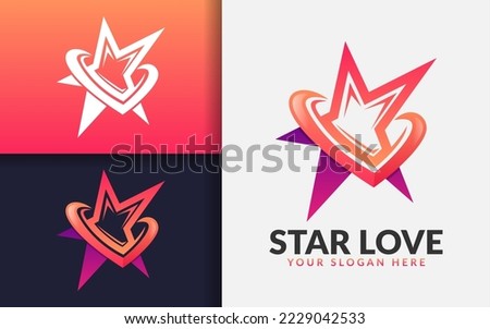 Star Love Logo Design. Creative Star Combined with Heart Shape Concept. Trendy Vector Logo Illustration.