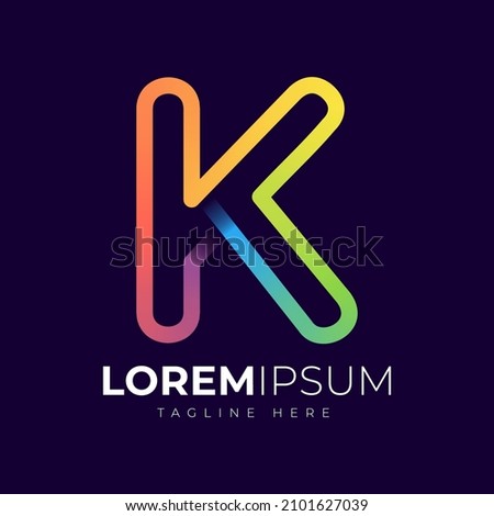 Letter k logo design template. Creative modern trendy k typography and colorful gradient. Stok fotoğraf © 