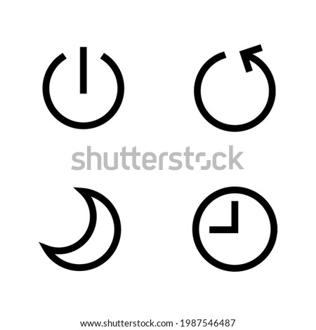 Simple Clean Computer Mode, Shutdown, Restart, Sleep and Hibernate Vector Icon Set