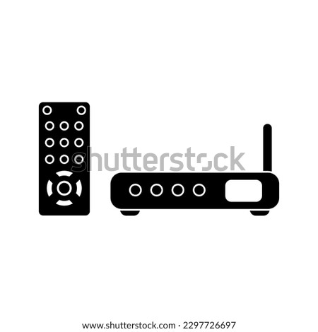Set Top Box And Remote Icon Vector Illustration