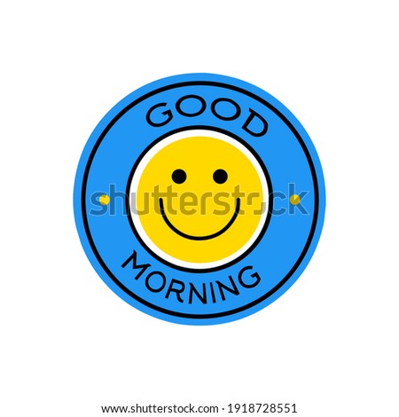 blue and yellow circle logo smile emoticon with 