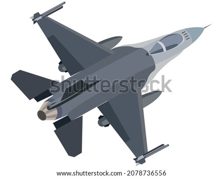 Vector illustraton of jet fighter, war plane attack military aircraft, combat plane with solid background