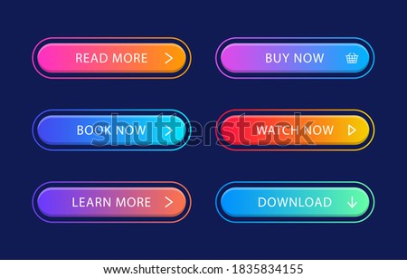 Set of modern web buttons. Gradient buttons for call action. For website and ui design.