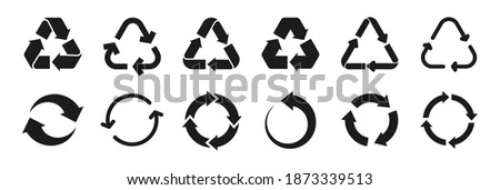 Set of recycling icons. Recycle symbol. Rotation arrow pack. Reuse cycle. Vector eco icons