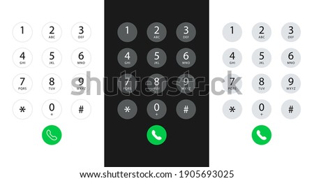 Smartphone dial keypad with numbers and letters. Interface keypad for touchscreen device. Dialing numbers phone on screen. Mobile phone keypad design. Vector Illustration.