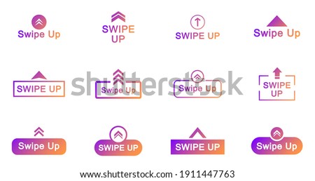 Swipe up icon set. Arrow up buttons. Swipe Up icons for social media stories. Scroll pictogram. Web icons for advertising and marketing. Vector illustration.