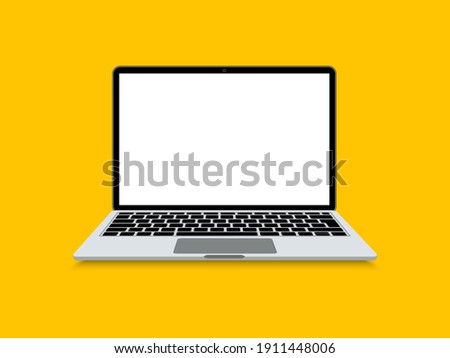 Laptop flat. Opened computer screen with keyboard. Mockup modern laptop with blank screen. Vector illustration.