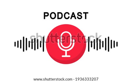 Podcast logo. The microphone icon. Podcast radio icon. Studio microphone with webcast. Audio record concept. Vector illustration.
