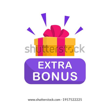 Extra bonus label banner. Modern banner with surprise gift. Web template for promotion. Bonus icon. Vector illustration.