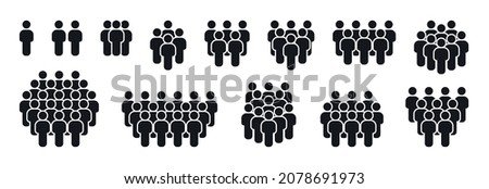 Set of people icons. Group of people. Crowd signs. Person symbol. Community signs. Team, company, citizens and social community. Vector illustration. Foto d'archivio © 