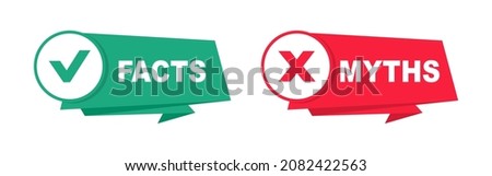 Myths facts. Myths vs facts banners. Badges for marketing and advertising. Vector illustration.